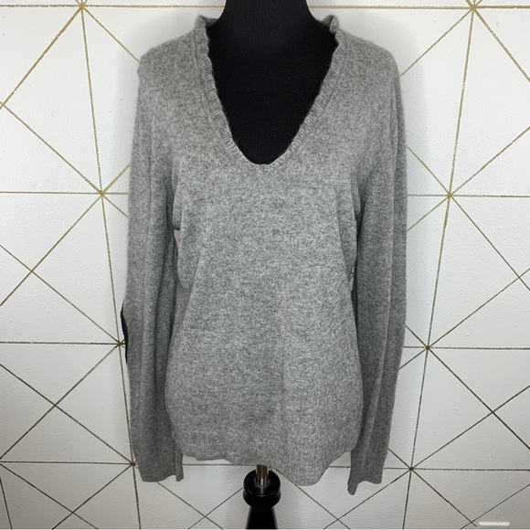 Garnet Hill Upcycled 100% Cashmere Ruffle Neck Sweater Size Medium
